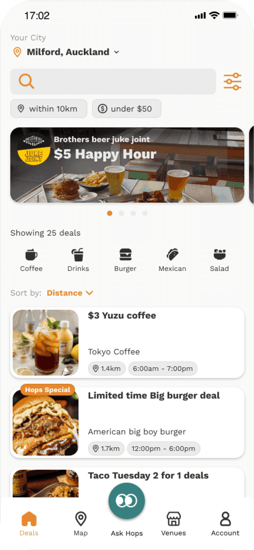 Hops deals screen