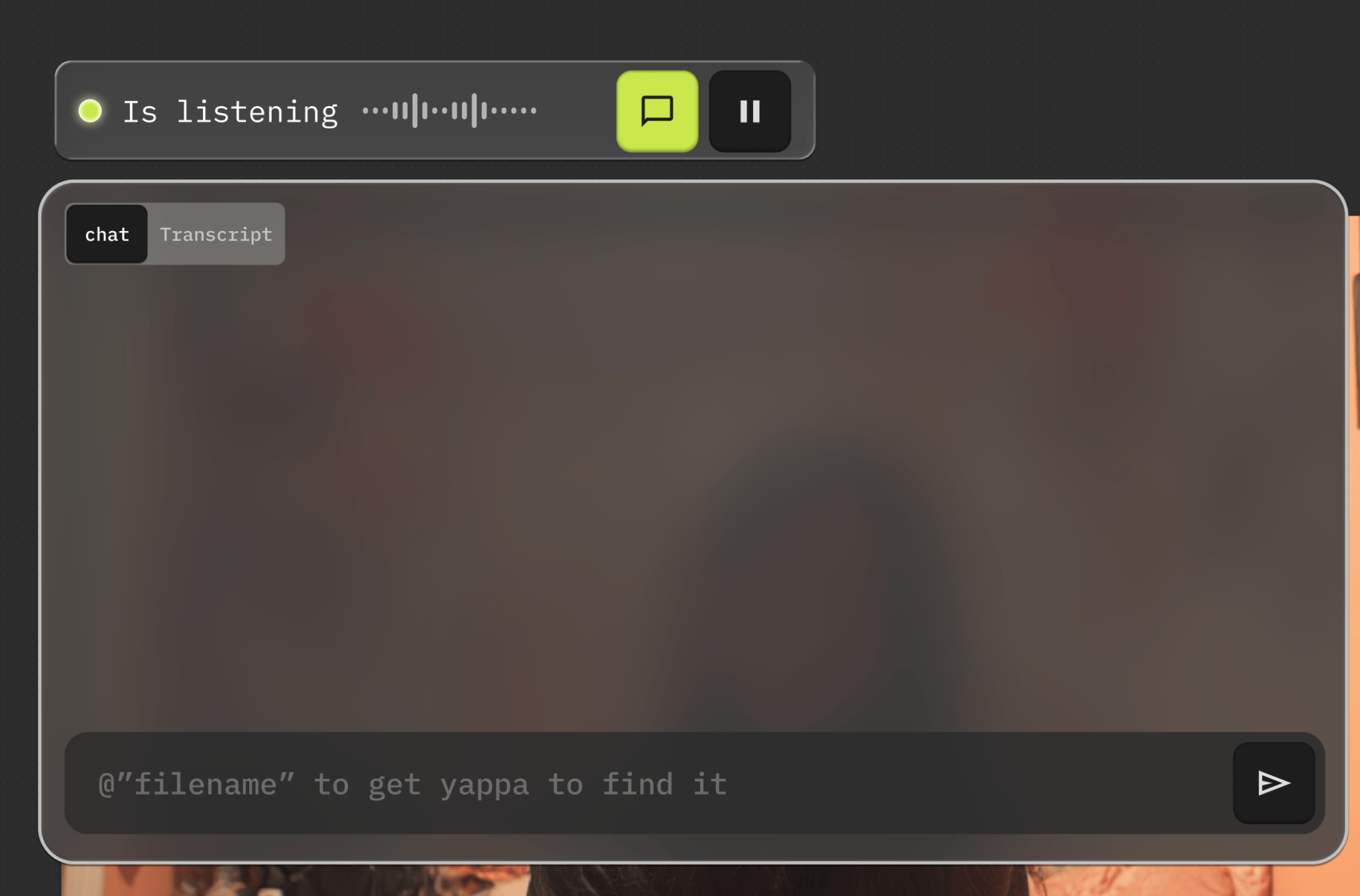 Animated Yapper meeting interaction showing the AI assistant in the call interface.